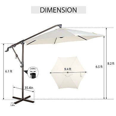 10ft Hanging Patio Umbrella, Outdoor Aluminum Umbrella with 360°Rotation, Crank and Tilt System
