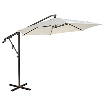 10ft Hanging Patio Umbrella, Outdoor Aluminum Umbrella with 360°Rotation, Crank and Tilt System