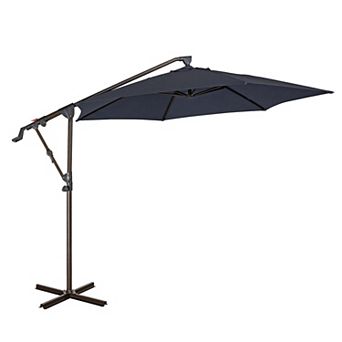 10ft Hanging Patio Umbrella, Outdoor Aluminum Umbrella with 360°Rotation, Crank and Tilt System