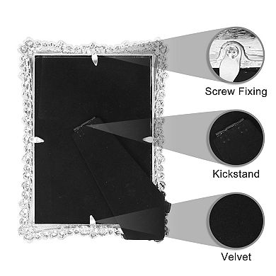 2 Pcs Luxury Picture Frame Vintage Photo Frames with Glass Front Photo Frame Silver 6" x 8"