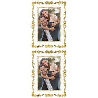 2 pc Picture Frame, Luxury Photo Frames with Glass Front, Plated Photo Frame 5" x 7"&7" x 10"