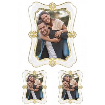 3 pc Picture Frame Pearl Plated Photo Frame with Glass Front Decoration Home