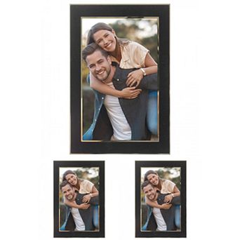 3 pc Modern Picture Frame Brushed Aluminum Metal Photo Frame with Real Glass