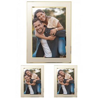 3 pc Modern Picture Frame Brushed Aluminum Metal Photo Frame with Real Glass