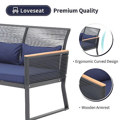 4 Piece Patio Outdoor Wicker Furniture Set