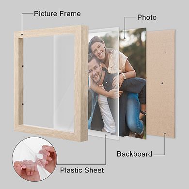 2 Pcs Picture Frame, Rustic Texture Frame Distressed Farmhouse Photo Frames