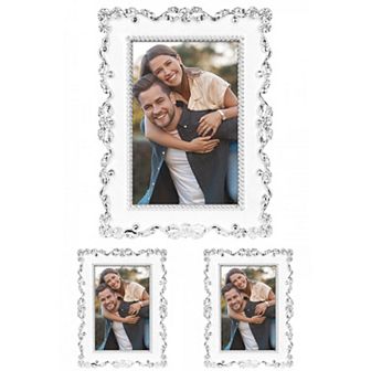 3 pc Picture Frame, Luxury Photo Frames with Glass Front, Plated Photo Frame