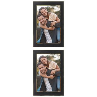 2 pc Picture Frame Brushed Aluminum Metal Photo Frame with Real Glass