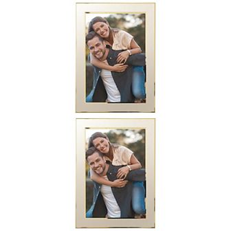 2 pc Picture Frame Brushed Aluminum Metal Photo Frame with Real Glass
