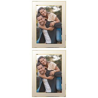 2 pc Picture Frame Brushed Aluminum Metal Photo Frame with Real Glass