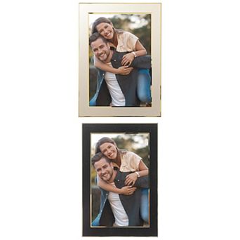 2 pc Picture Frame Brushed Aluminum Metal Photo Frame with Real Glass