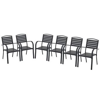 6 pc Aluminum Outdoor Dining Chairs Set, Stackable Outdoor Patio Chairs Set of 6 pc