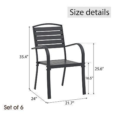 6 pieces Aluminum Outdoor Dining Chairs Set, Stackable Outdoor Patio Chairs Set of 6 pieces