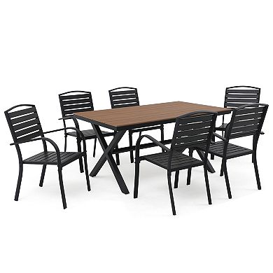 6 pieces Aluminum Outdoor Dining Chairs Set, Stackable Outdoor Patio Chairs Set of 6 pieces