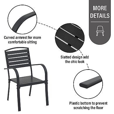 6 pieces Aluminum Outdoor Dining Chairs Set, Stackable Outdoor Patio Chairs Set of 6 pieces