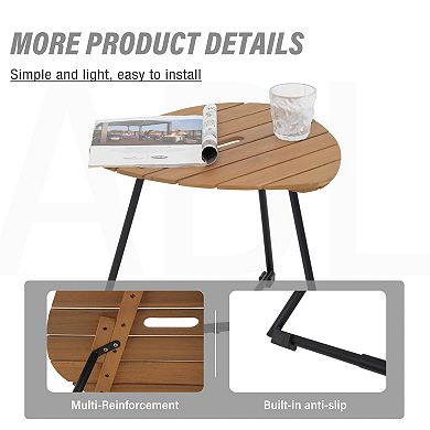 Outdoor Woven Rope Conversation Balcony Furniture Set with Wood Coffee Table