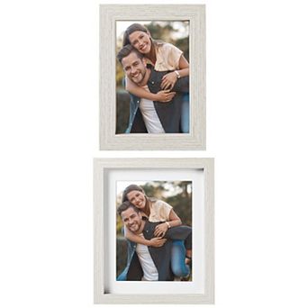 2 pc Picture Frame, Rustic Texture Frame Distressed Farmhouse Photo Frames 4" x 6"&6" x 8"