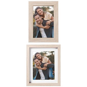 2 pc Picture Frame, Rustic Texture Frame Distressed Farmhouse Photo Frames 4" x 6"&6" x 8"