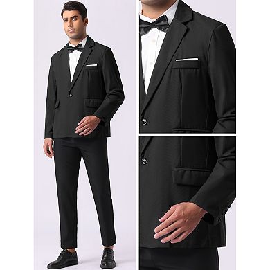 Men's Notch Lapel One Button Formal Color Block Business Suit Jackets