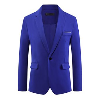 Men's Notch Lapel One Button Formal Color Block Business Suit Jackets
