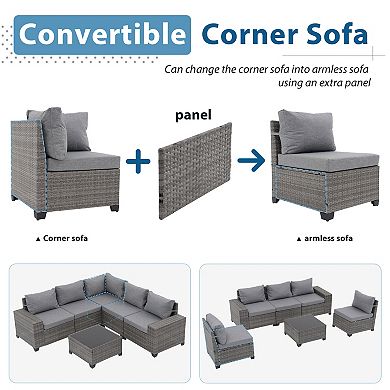 6-Piece Patio Furniture Set with coffee Table, Outdoor Conversation Sets