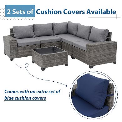 6-Piece Patio Furniture Set with coffee Table, Outdoor Conversation Sets