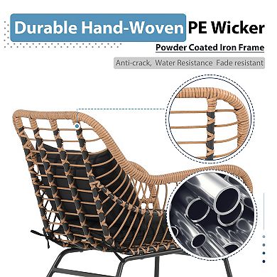 Patio Outdoor Wicker Dining chairs Set of 2