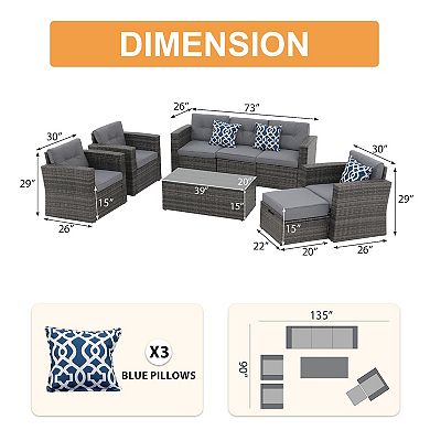 7 Piece Patio Furniture Set, Patio Conversation Sets