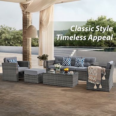 7 Piece Patio Furniture Set, Patio Conversation Sets