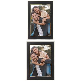2 pc Picture Frame Brushed Aluminum Metal Photo Frame with Real Glass 5" x 7"&4" x 6"