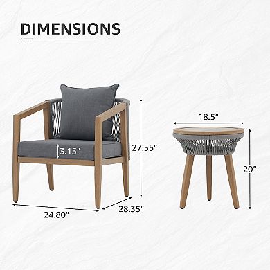 Aluminum Outdoor 3 Piece Bistro Set Patio Furniture Set