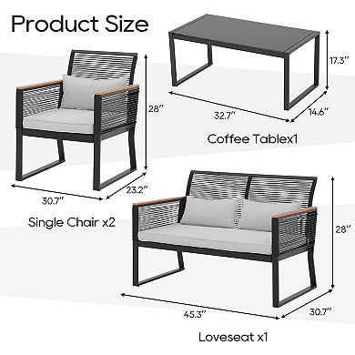 4 Piece Patio Outdoor Wicker Furniture Set