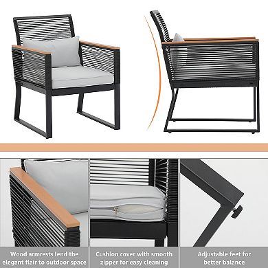4 Piece Patio Outdoor Wicker Furniture Set