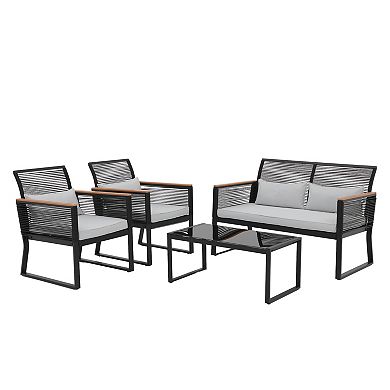 4 Piece Patio Outdoor Wicker Furniture Set