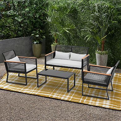 4 Piece Patio Outdoor Wicker Furniture Set