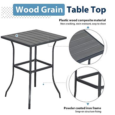 3-Piece Patio Bar Set, With Navy Blue Cushion