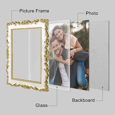 2 Pcs Picture Frame, Luxury Photo Frames with Glass Front Plated Photo Frame 4" x 6"&7" x 10"