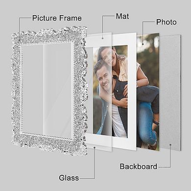 2 Pcs Picture Frame, Shiny Photo Frames with Clear Glass, Silver Rectangle 4" x 6"&8" x 10"