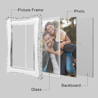 2 Pcs Luxury Picture Frame, Vintage Photo Frames with Glass Front