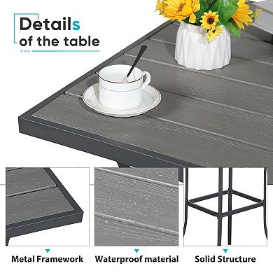 3-Piece Patio Bar Set, With Navy Blue Cushion