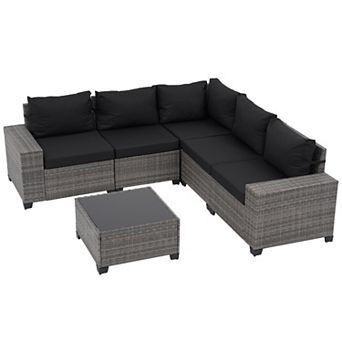 6 pc Patio Furniture Set with coffee Table, Outdoor Conversation Sets