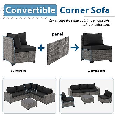 6-Piece Patio Furniture Set with coffee Table, Outdoor Conversation Sets