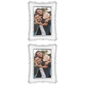2 pc Luxury Picture Frame, Vintage Photo Frames with Glass Front Silver 5" x 7"&7" x 10"