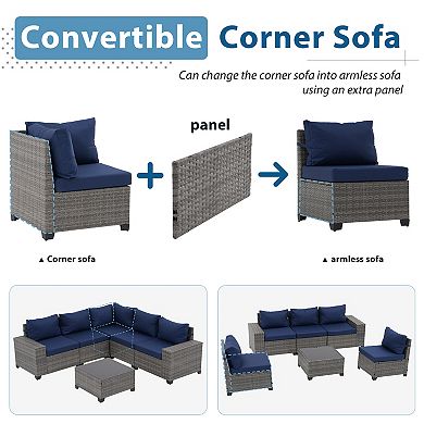 6-Piece Patio Furniture Set with coffee Table, Outdoor Conversation Sets