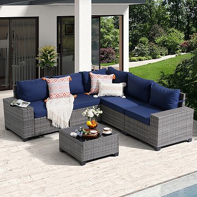 6-Piece Patio Furniture Set with coffee Table, Outdoor Conversation Sets