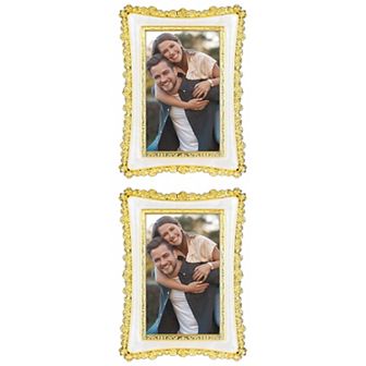 2 pc Luxury Picture Frame, Vintage Photo Frames with Glass Front 4" x 6"&7" x 10"