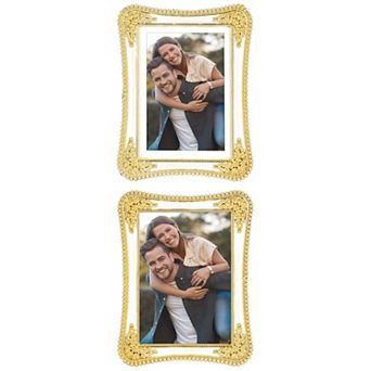 2 pc Picture Frame with Crystal Shiny with Glass Photo Frames 5" x 7"&4" x 6"