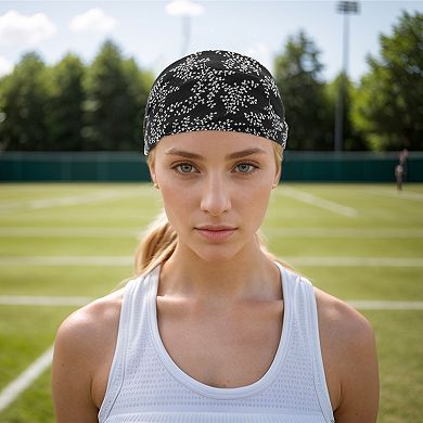 Breathable Headband Print Tie Headband for Sport Black 1 Pc