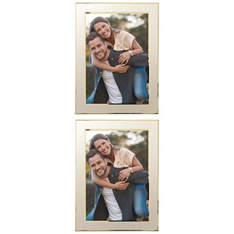 2 pc Modern Picture Frame Brushed Aluminum Metal Photo Frame with Real Glass 6" x 8"