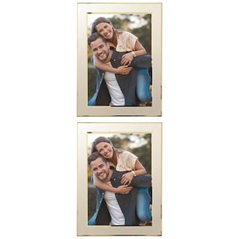 2 pc Modern Picture Frame Brushed Aluminum Metal Photo Frame with Real Glass 6" x 8"
